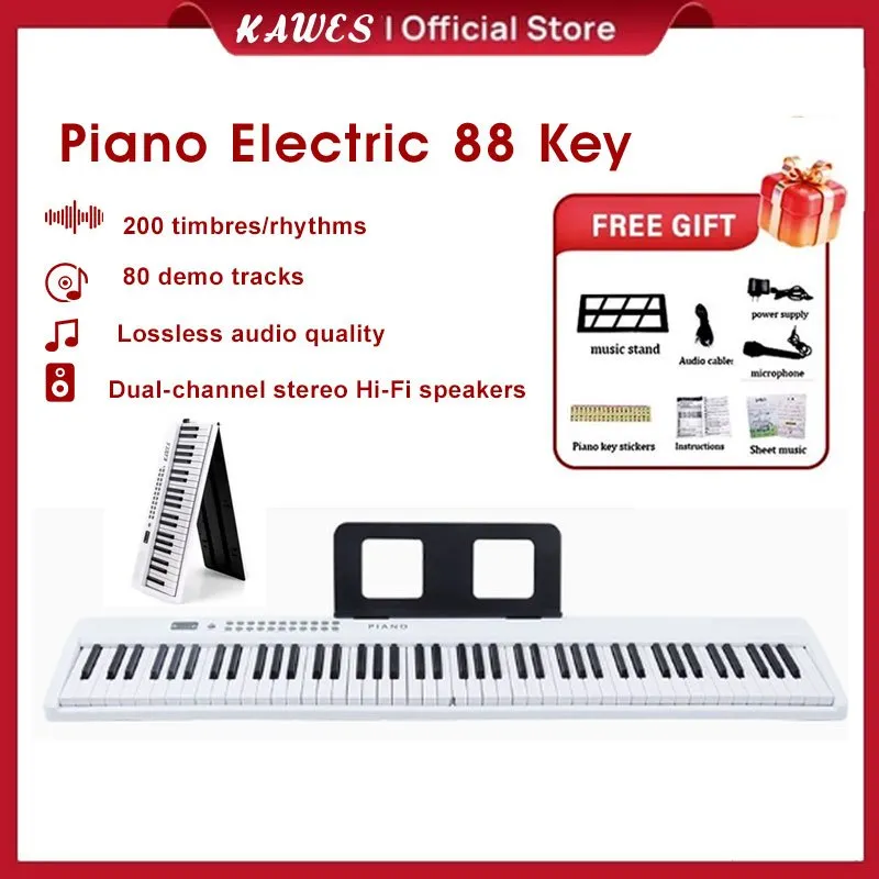 KAWES Piano Elektronik Multifungsi, Piano 88-Key, 88 tuts dengan sensitivitas tekanan, Piano Elektronik Profesional Rumah