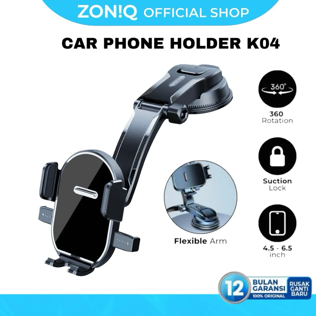 ZONIQ Car Phone Holder Dashboard Kaca Mobil Long Neck 360 Free Rotation Strong Suction Pad Flexible Arm
