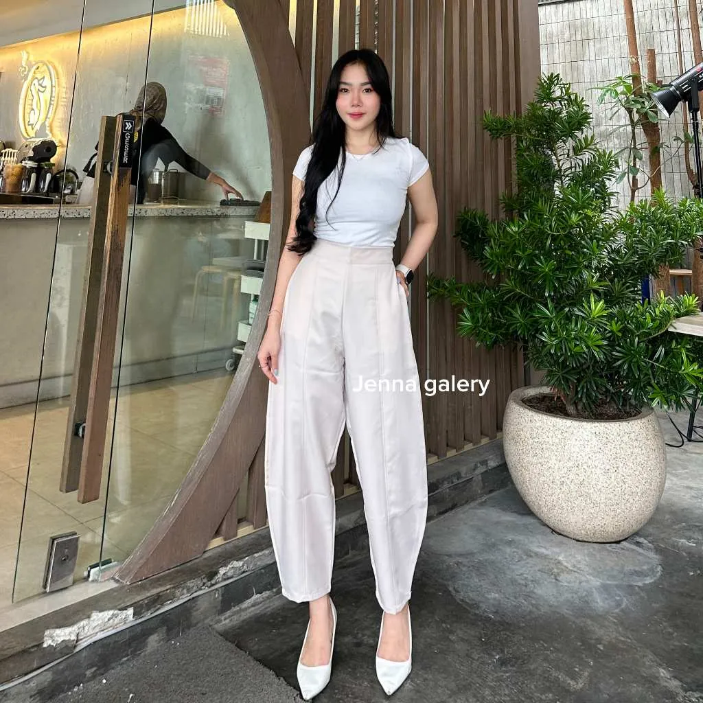 Celana Barrel Pants – Celana Panjang Bawahan Wanita Katun Streetwear Style Skena High Waist Santai Nyaman Vintage Kalcer Baggy Gombrong Curve Casual Premium Jogger