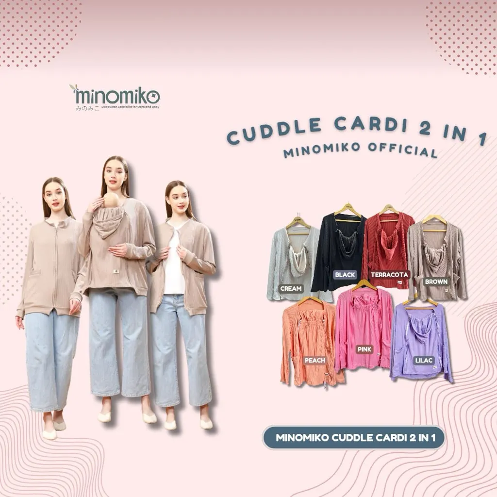 Minomiko Cuddle Cardi 2 in 1 Jaket Selimut Bayi | Jaket Ibu Anak dengan Hoodie