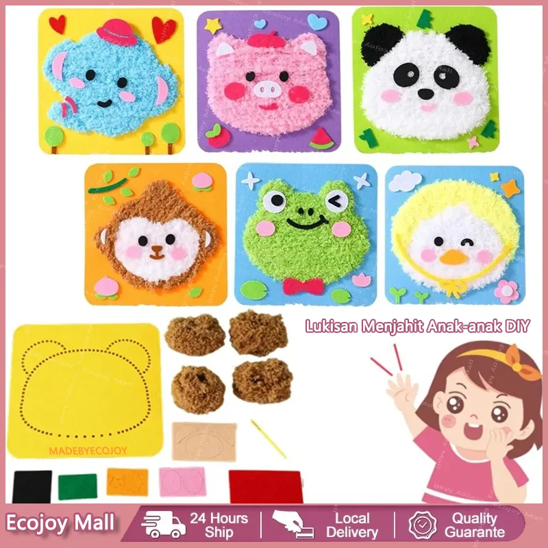 Diy merajut benang - Set Sulam Anak TK Mainan Edukasi Prakarya Sewing Doll Art Craft Murah