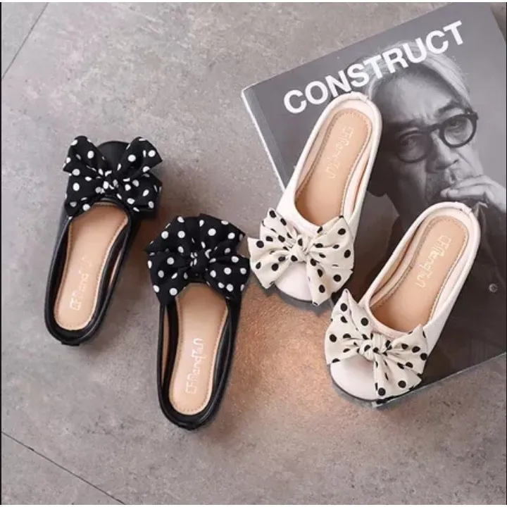 Sandal Anak Perempuan Terbaru Kekinian Trendy / Sandal Selop Model Pita Pulkadot Cantik / Sandal Flat Shoes Anak Perempuan / Sandal Anak Perempuan 3-10 Tahun Murah Terlaris Bisa COD