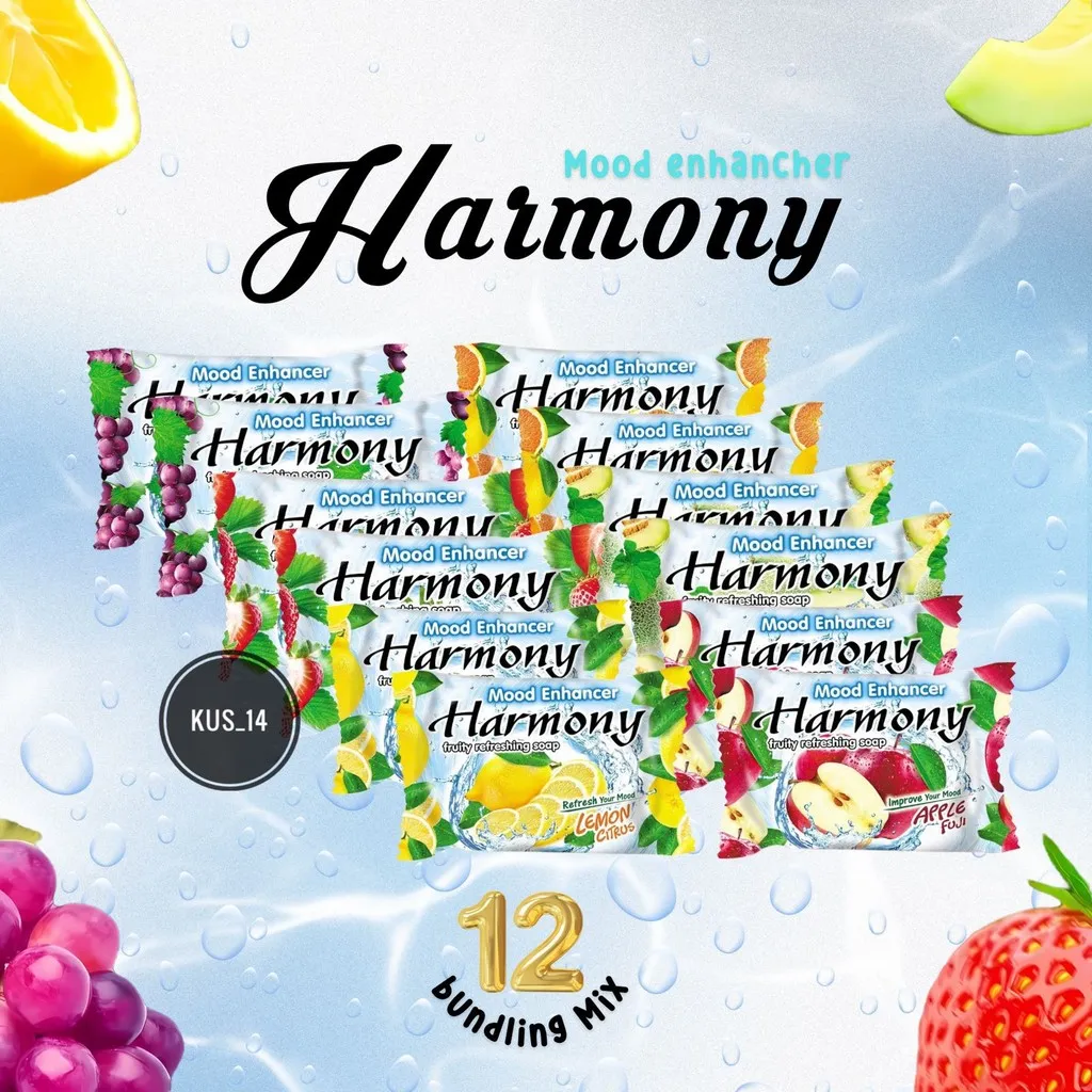 12 PCS SABUN HARMONY - SABUN MANDI BATANGAN HARMONY 70 GRAM - SABUN AROMA BUAH