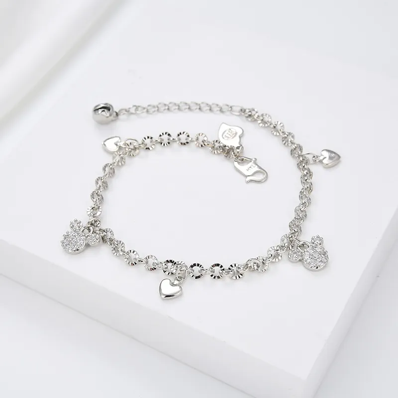 HYL JEWELRY COD Couple Gelang Titaniun Perak Anak-anak Diamond Titanium Premium Lapis 18K Anti Karat Berlian Korea Untuk Anak-anak 60b