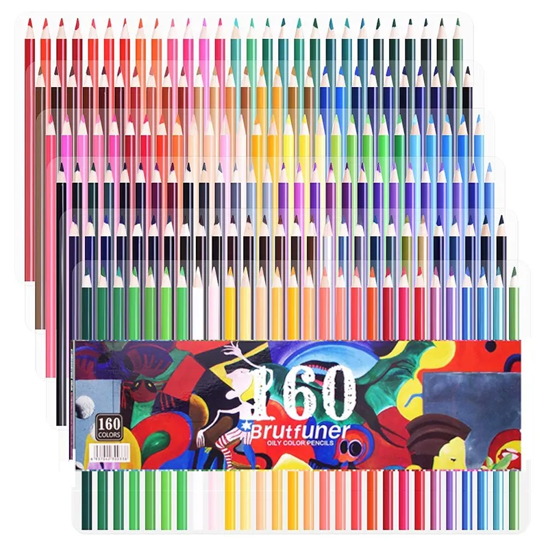 Slayershop 160 /120/72/48 Warna Minyak Profesional Pensil Warna Set Artis Lukisan Sketsa Kayu Warna Pensil Seni Sekolah perlengkapan