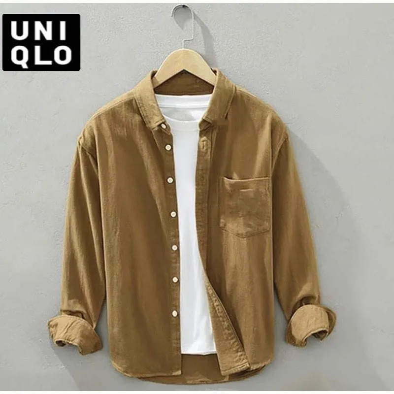 Kemeja Overshirt Pria Polos Lengan Panjang | Slim Fit Casual Premium