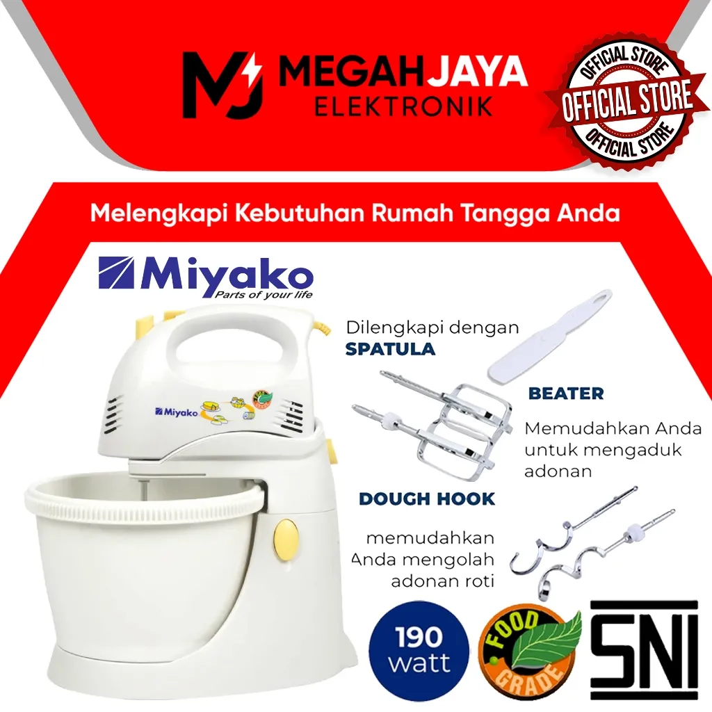 [COD READY] MIYAKO MIXER 2 IN 1 BERDIRI + TANGAN SM625 / SM 625 / SM-625 (STAND MIXER) GARANSI RESMI