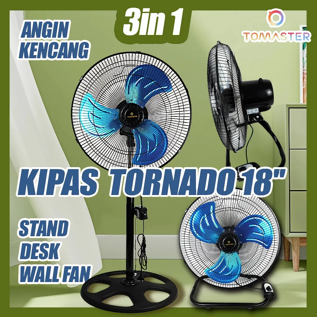 Kipas angin besi JUMBO 18”  Tomaster  3in1 / TORNADO FAN/ stand fan/kipas angin/kipas angin dinding/kipas/kipas angin berdiri/kipas angin ac