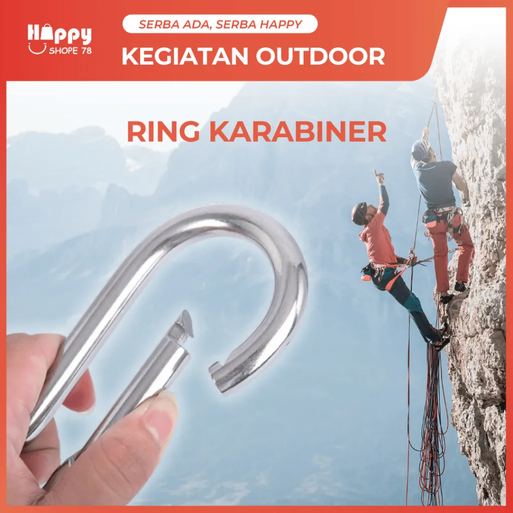 Karabiner Stainless Steel Carabiner Hook Climbing Gantungan Serbaguna Anti Karat