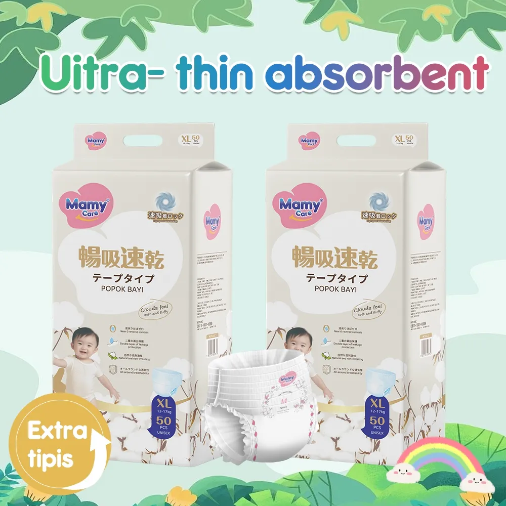 Mamy Care Celana Popok Bayi – Tipis & Bernapas, Kering Sepanjang Hari, Tersedia 6 Ukuran S–XXXL untuk Semua Tahap Bayi