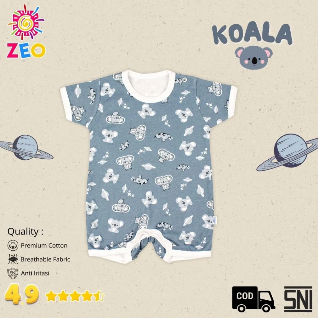 ZeoBabyKids Romper Segiempat Pendek 0 - 12 Bulan Baju Anak Bayi Unisex Katun RPD
