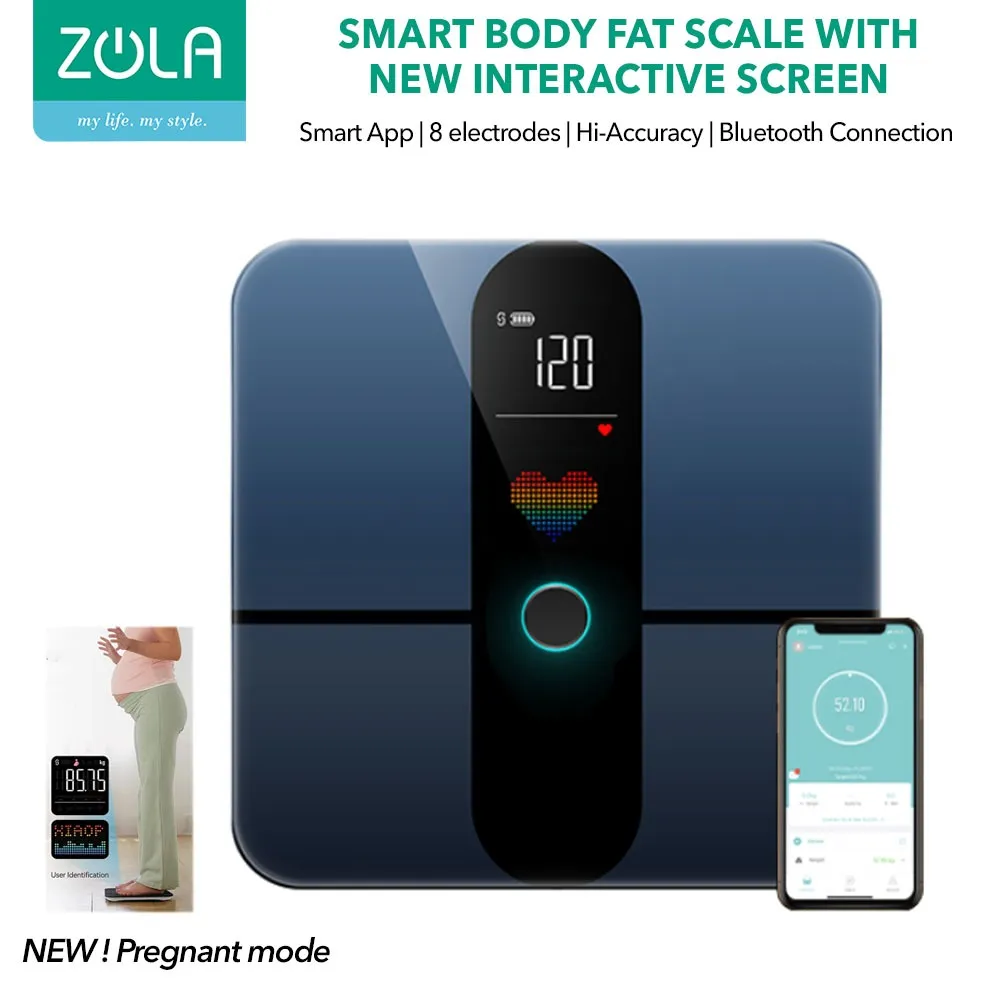 Zola Smart Body Fat Scale Tracking Heart Rate Digital Timbangan Badan