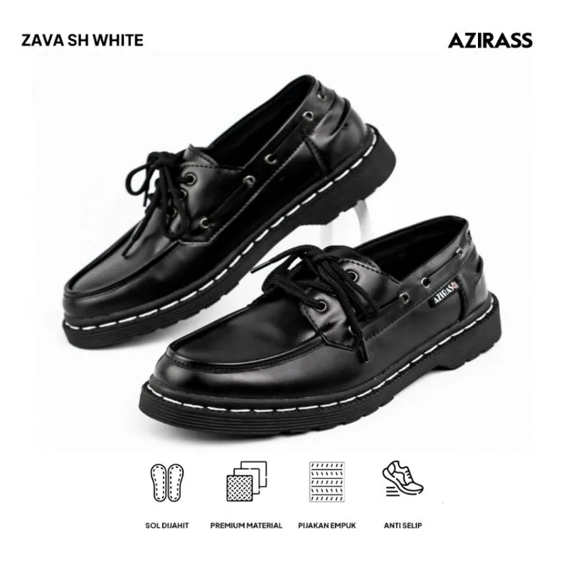Azirass - Zava SH White Sepatu Oxpord Pria Wanita Septu Formal Dokmart Kulit Hitam Kerja Kondangan