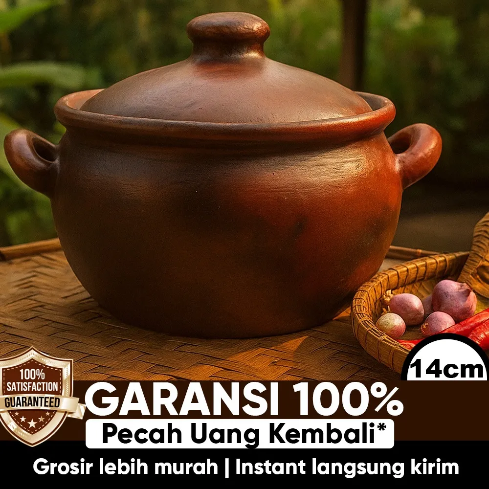Pawon Gerabah | Panci Gerabah Tanah Liat Buat Masak Godok Jamu Rebus Panci Kendil Sayur Diameter 14 cm Kapasitas 800 ml