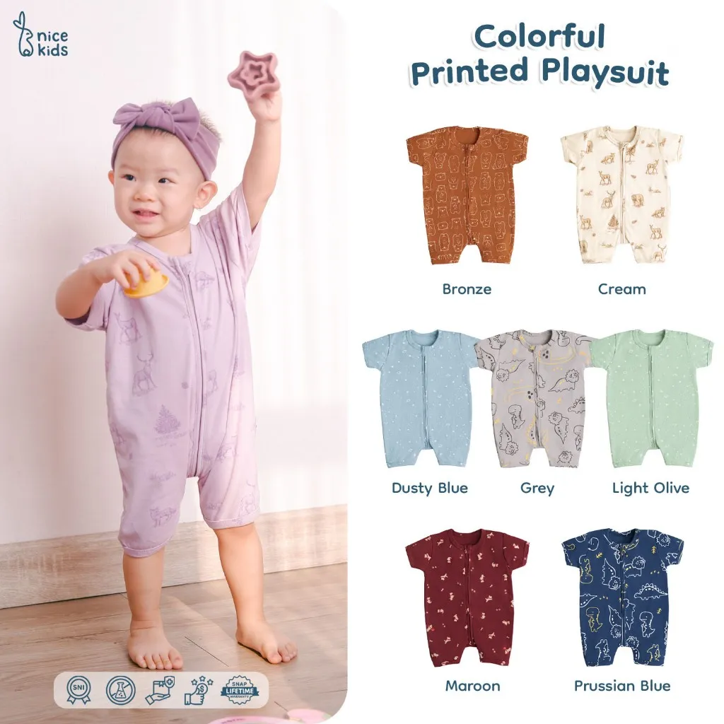 Nice Kids - Colorful Printed Playsuit Baby Jumper Romper Baju Anak Bayi 0-2 Tahun