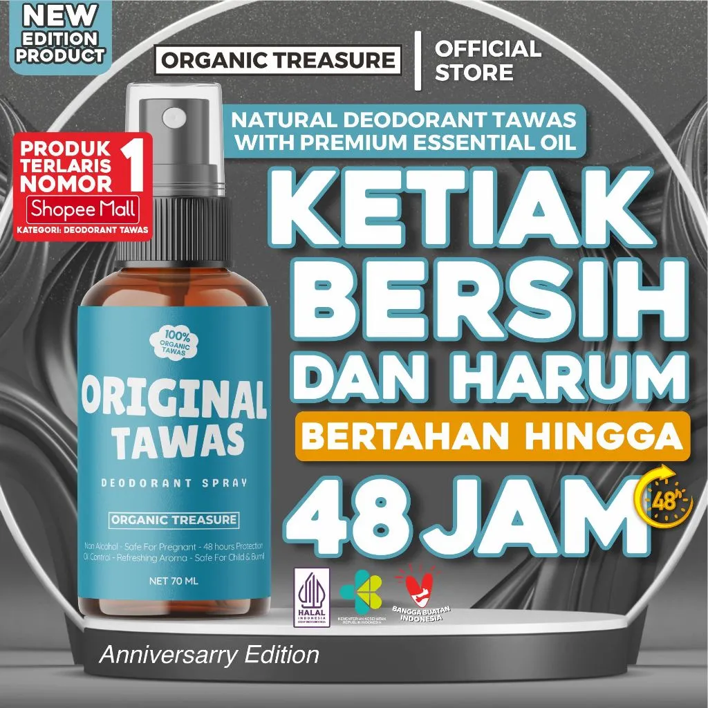 ORGANIC TREASURE - TAWAS ORIGINAL Deodorant Spray  [70 ML] Penghilang Bau Badan Ketiak Alami & Premium