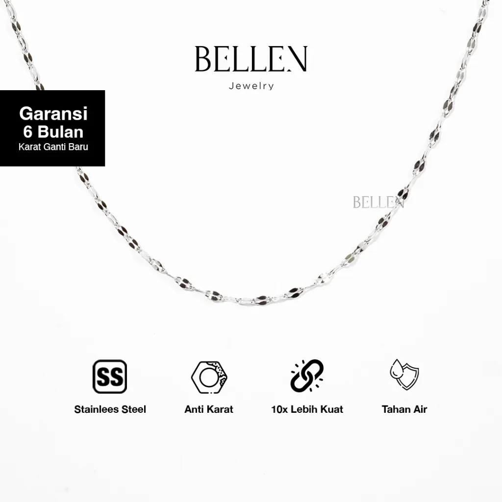 Bellen Kalung Titanium Pria / Kalung Silver Pria 45 CM - Evia