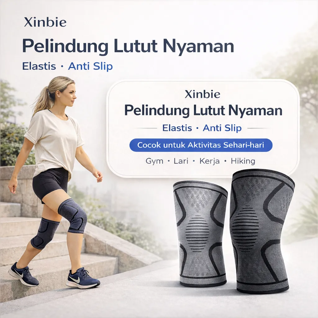 Deker Lutut Olahraga Knee Pad Compression Elastis Nyaman Untuk Gym Running Hiking