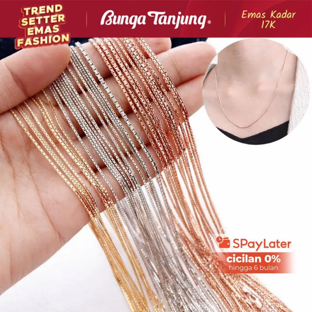 KALUNG ITALY SANTA DEWASA UNISEX - EMAS 17K - BUNGA TANJUNG GOLD