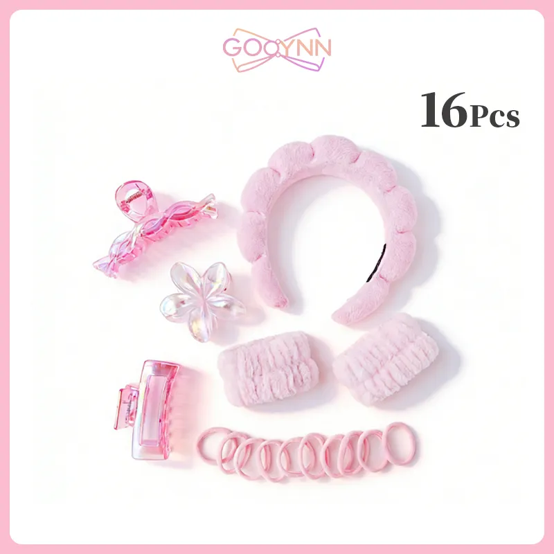GOOYNN Paket Lengkap Headband Cuci Muka Korea 16Pcs Bando Tebal Gaya Shell Polos Lebar Empuk Hair Band Berbagai Macam Jepit Aksesori Set Aksesori Rambut  Rambut