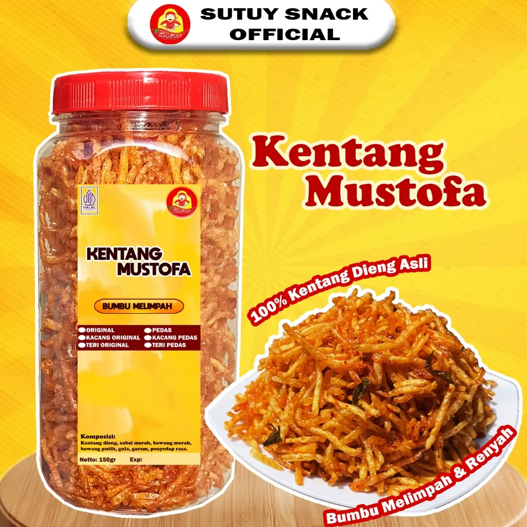 KENTANG MUSTOFA 150gr/KERING KENTANG MUSTOPA PEDAS BALADO ORIGINAL KACANG TERI/MUSTAFA by SUTUY SNACK OFFICIAL