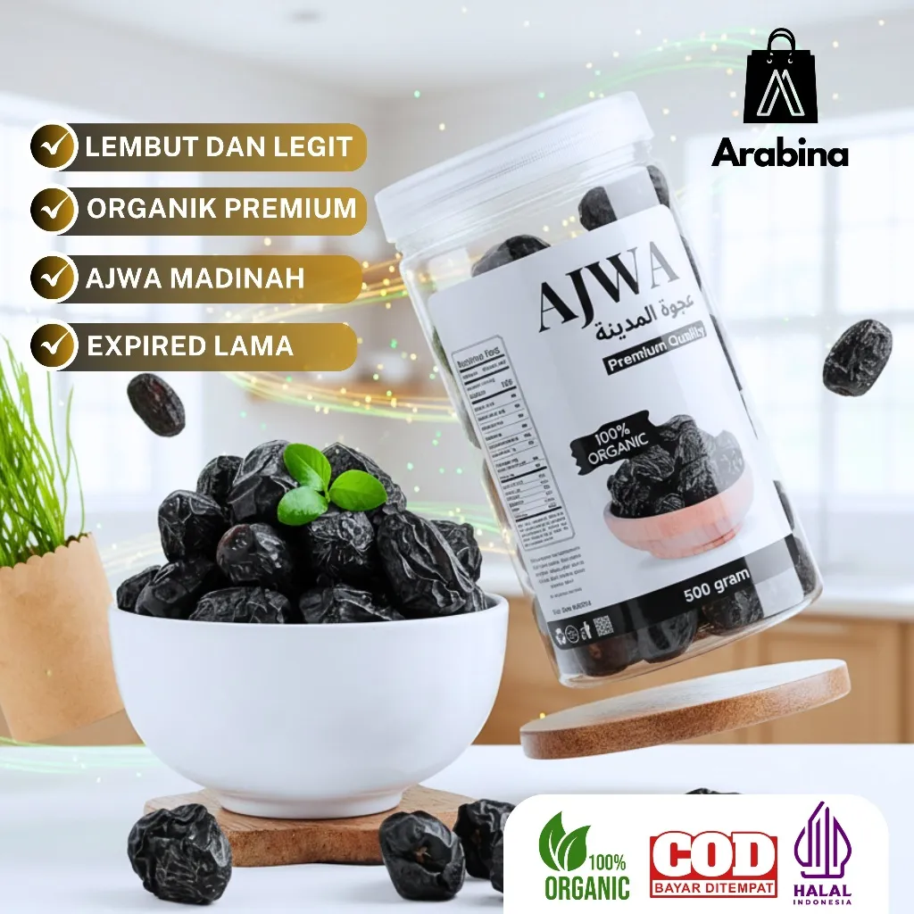 Kurma Ajwa 100% Original Organik Premium Azwa Madinah Lembut Legit