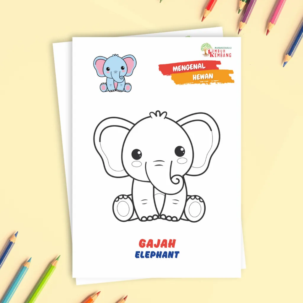 50 Lembar Edukasi Mewarnai Aktivitas Anak Kertas A5 Kertas Belajar Mewarnai Belajar Usia Dini Paud TK Tema Hewan Buah