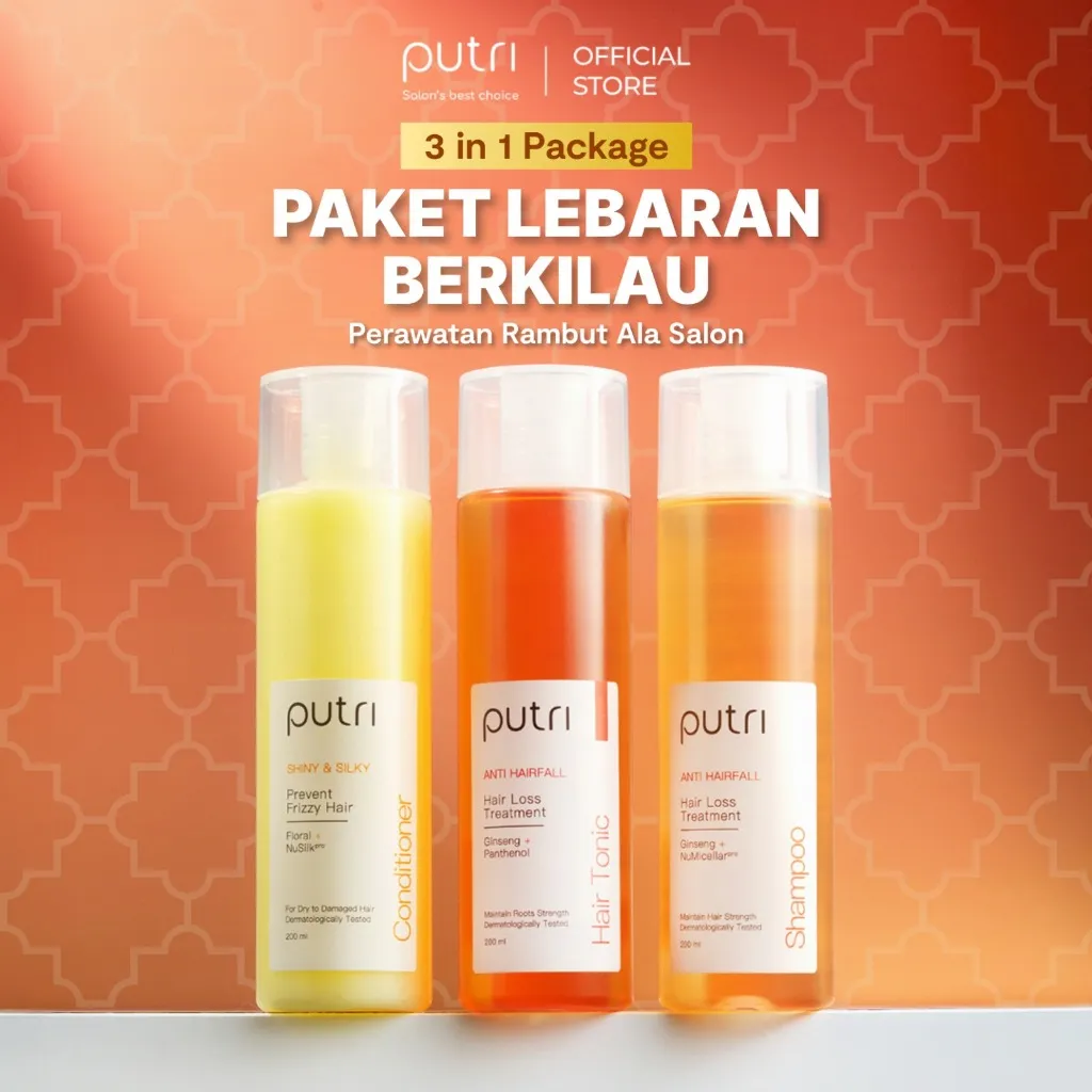 [PAKET LEBARAN 3IN1 200ml] Putri Putri Paket Lengkap Perawatan Rambut Badai Sehari-hari 200ml | Hair Care Murah | Set Anti Rontok Lepek Kusam Kering | Rambut Ala Salon
