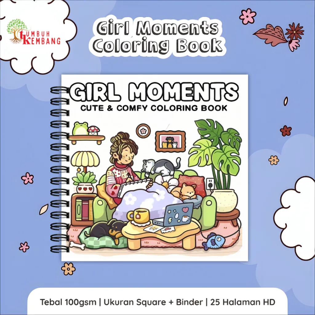 Coco Wyo Girl Moment Buku Mewarnai Lukisan Remaja Anak Aesthetic Relaxing Coloring Book 25 Pages