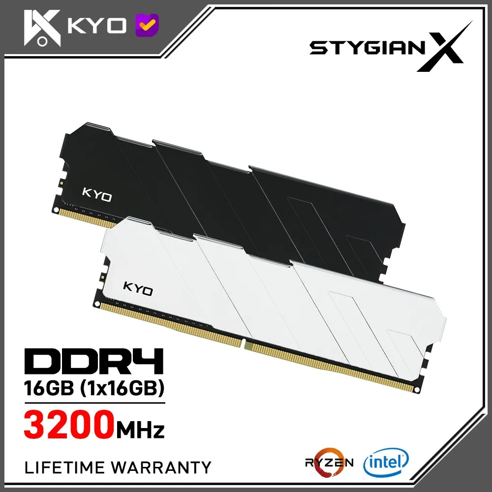 KYO STYGIANX DDR4 16GB(1x16GB) 3200MHz PC 25600 1.2v Dual Channel BLACK / WHITE ORI RAM PC RAM KOMPUTER DDR4 16GB LONGDIMM