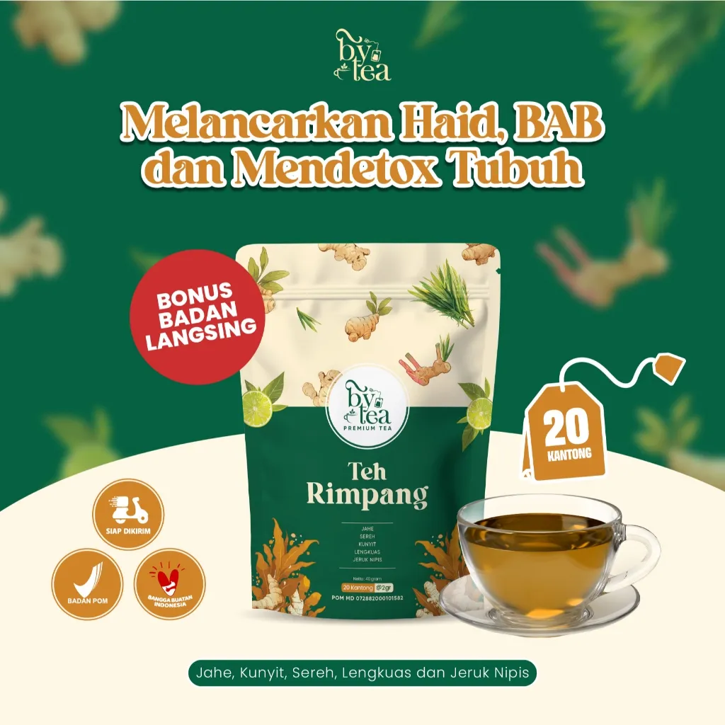 Bytea - Teh Rimpang Premium Jahe, Kunyit, Sereh, Lengkuas, Jeruk nipis Teh Detox Alami Bantu Badan Lebih Ringan, Melancarkan BAB, Melangsingkan BPOM