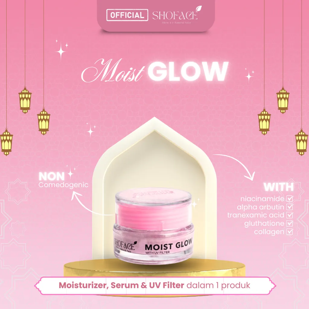 SHOFACE - MOIST GLOW 3 IN 1 WITH UV FILTER MOISTURIZER MENCERAHKAN WAJAH BPOM