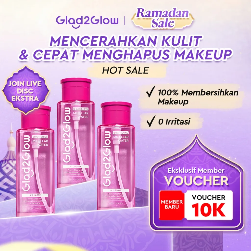 [HOT SALE]Glad2Glow Brightening Micellar Water 300ml Untuk Semua Kulit Lembut Cepat Menghapus Makeup & Mencerahkan kulit Penghapus Makeup Waterproof Hapus Riasan Tahan  dan Tanpa Iritasi g2glow official store