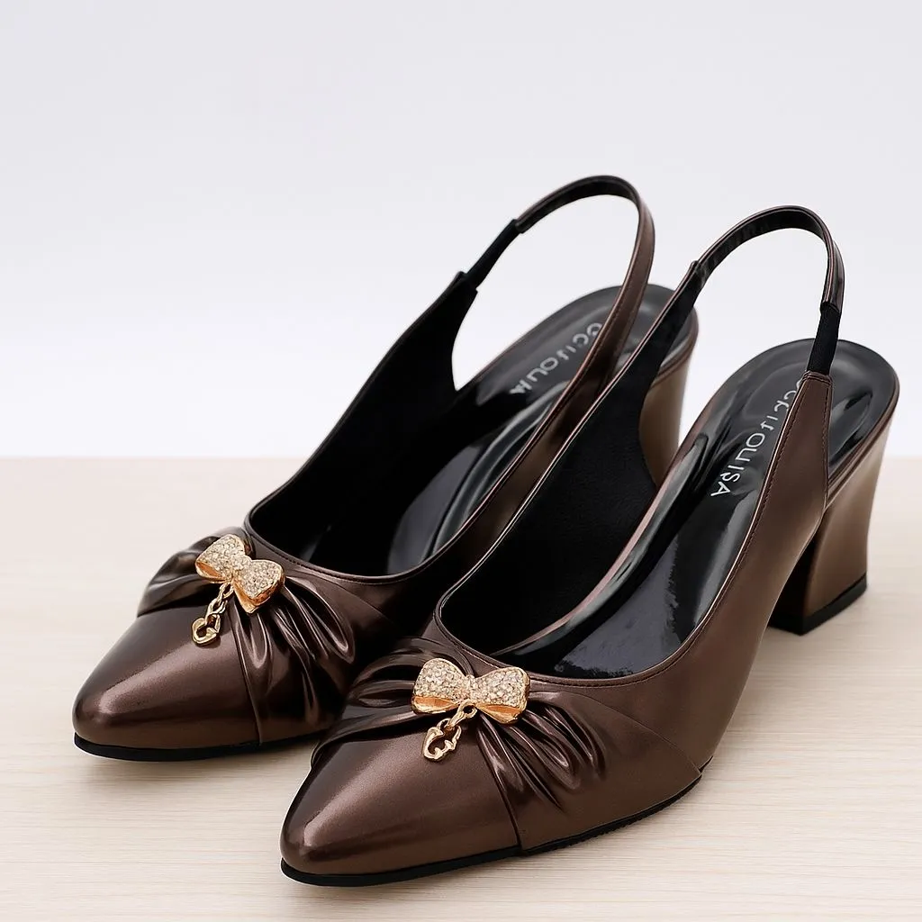 Occilouisa - Sepatu Slip-on Mules Hak 5 Cm Lucu Kualitas Premium Anti Slip Shoes High Heels