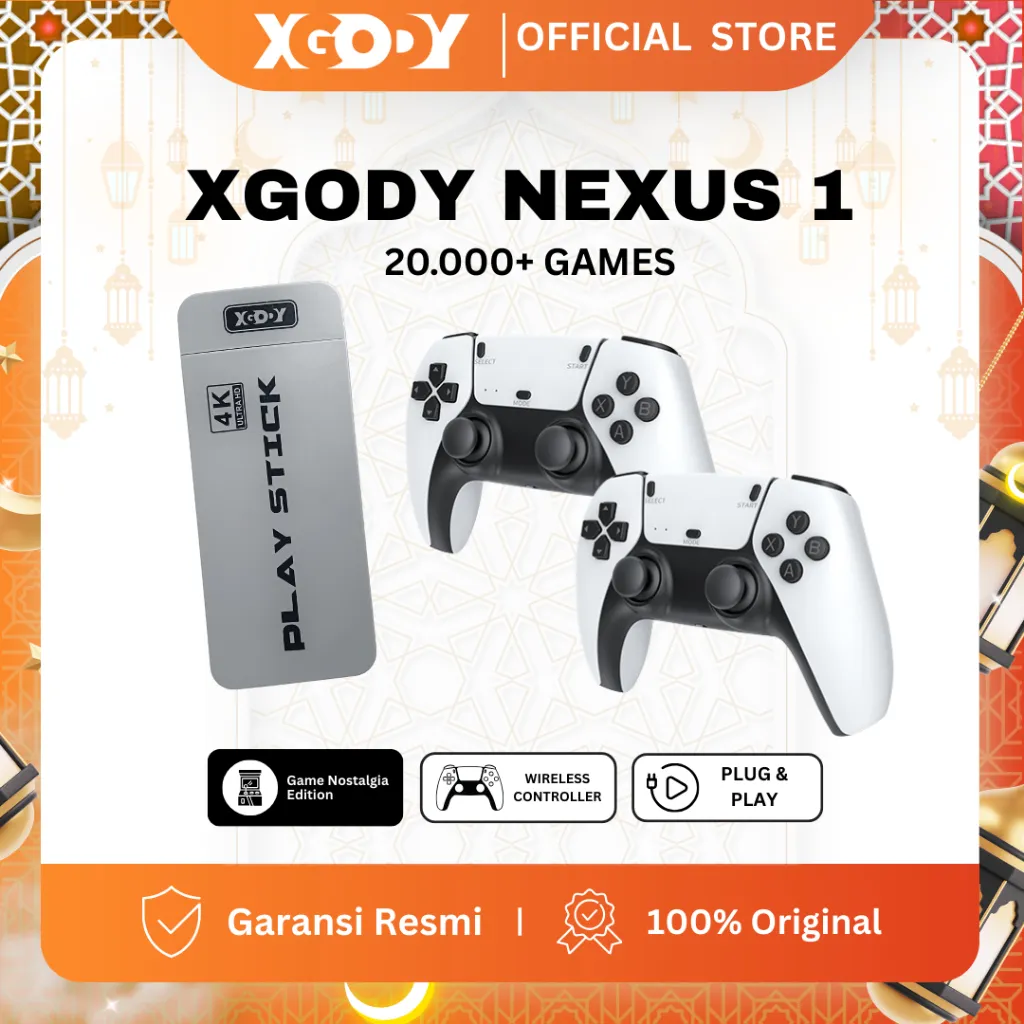 XGODY Nexus 1 - PLAY STICK - Dual Joystick Remote - 20.000+ Games - Wireless - Untuk Proyektor & TV