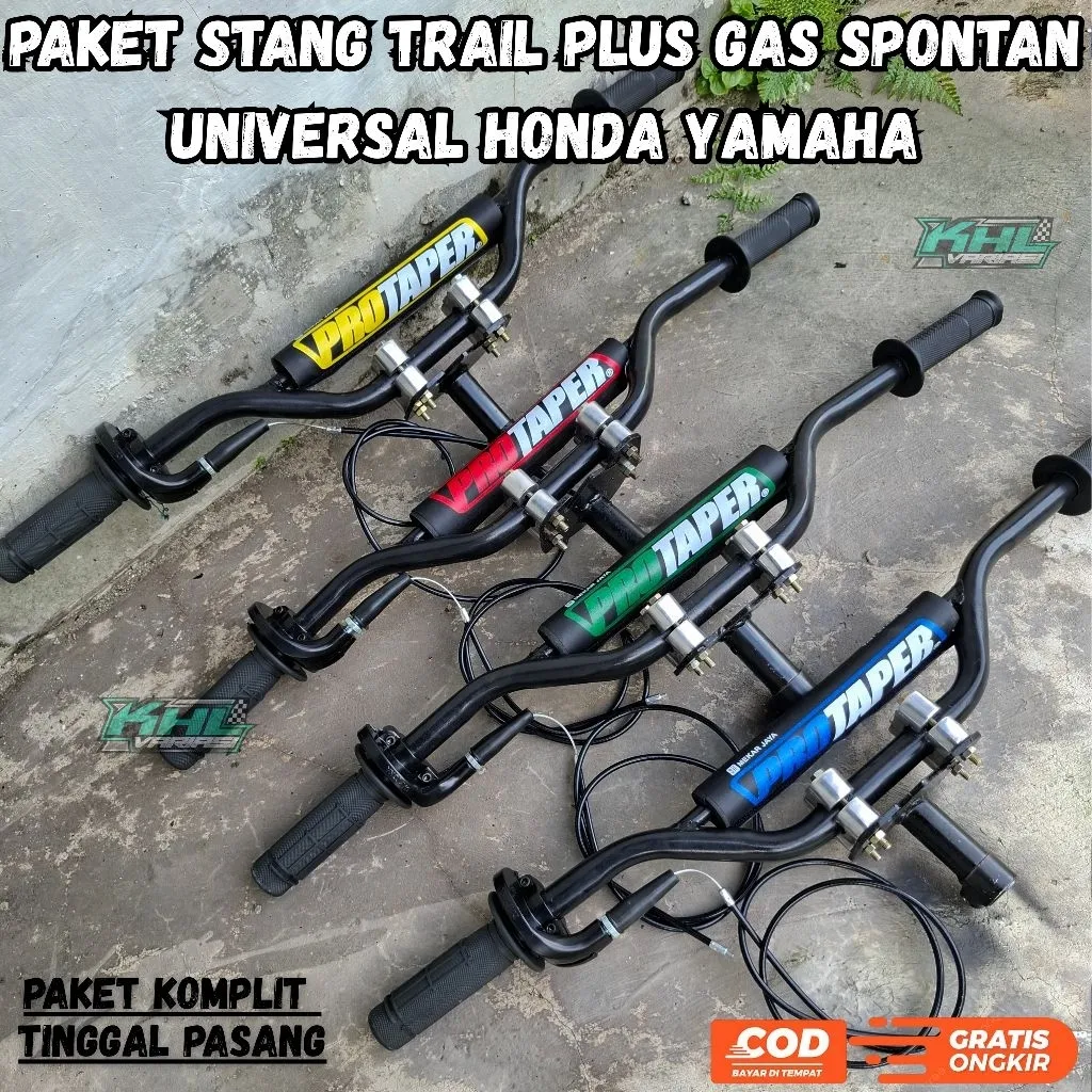 PAKET KOMPLIT Stang Trail Dudukan Stang Gas Spontan Busa Protaper HONDA YAMAHA Paket Komplit Tinggal Pasang