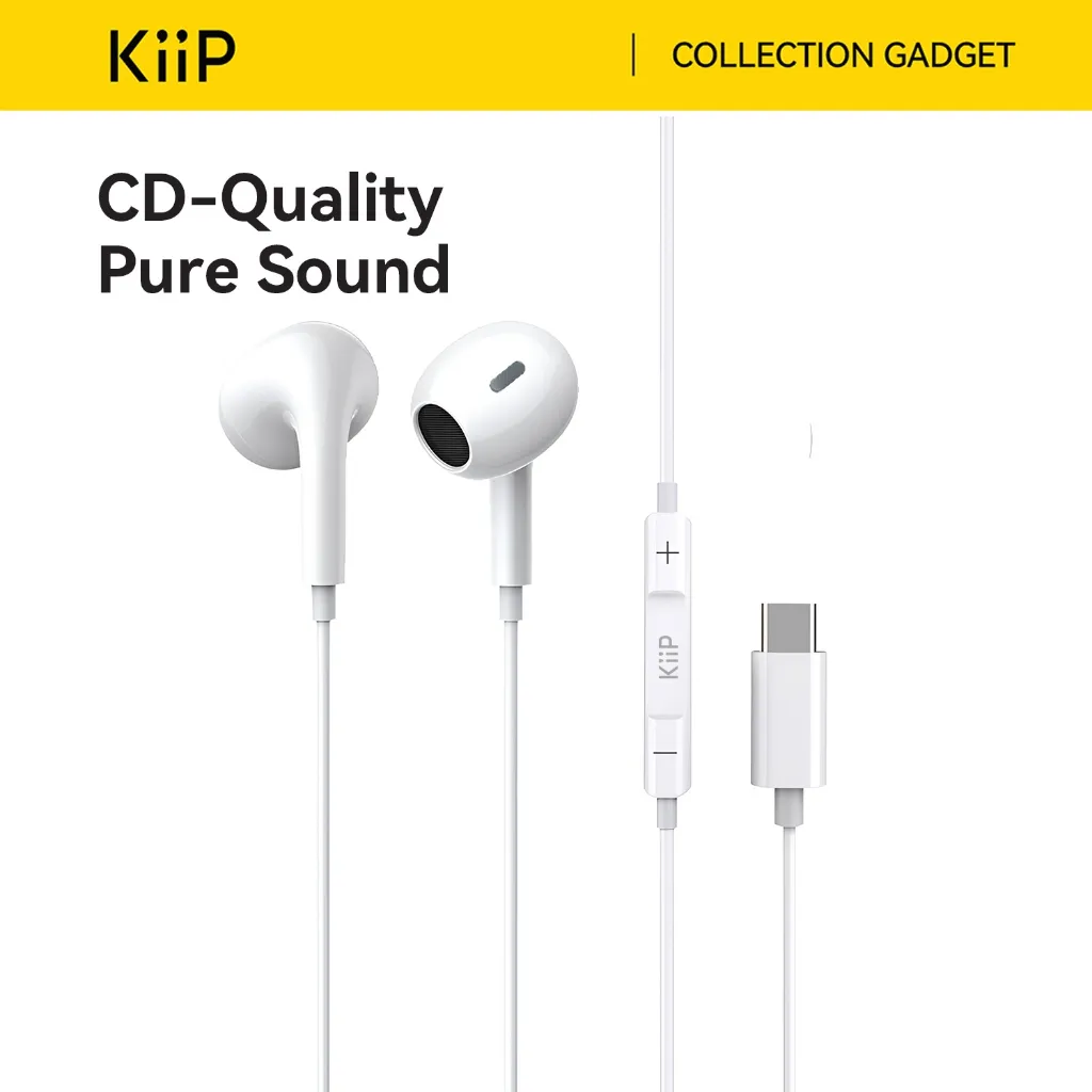 KiiP Headset Handsfree Type-C Wired Headset Kabel Anti Delay Earphone HD Call