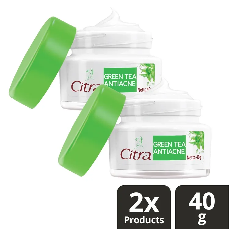 Citra Moisturizer Krim Wajah Pelembab Wajah - Anti Acne Green Tea 5X Spot Reduction 40Gx2