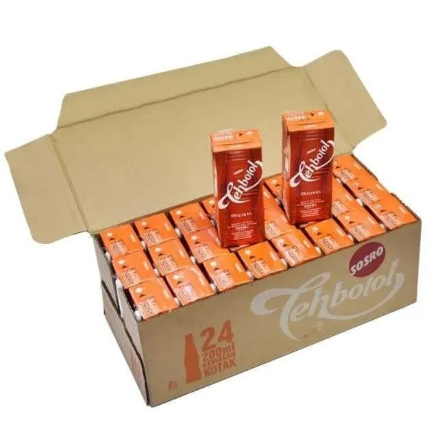 SOSRO TEH BOTOL KOTAK KARTON ISI 24PCS x 200ml KOTAK KEMASAN DUS KARTONAN MINUMAN TEH MANIS RINGAN GROSIR MURAH BANDUNG CEMILAN ANAK HAJATAN 200 ml PARSEL HAMPERS GOODIE BAG PARCEL HADIAH BINGKISAN INSTANT