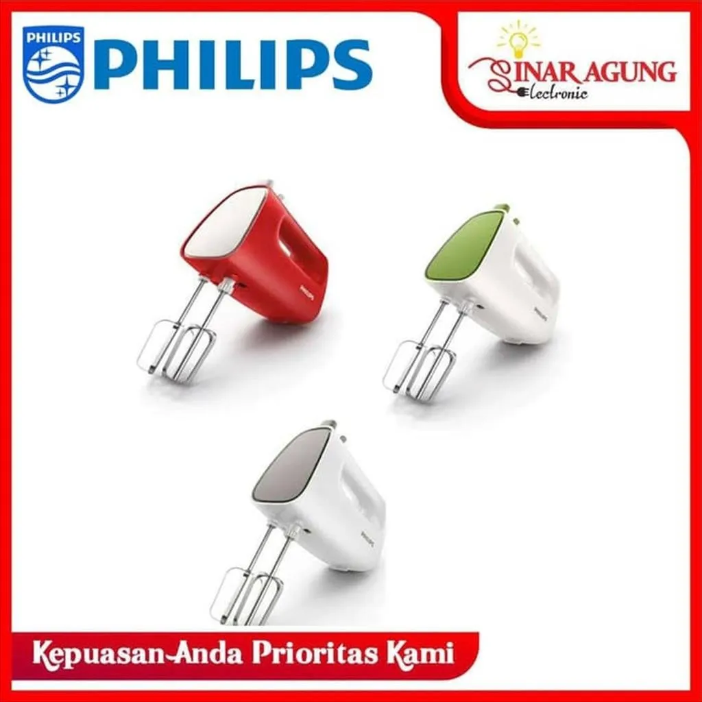 Hand Mixer Philips HR-1552 (Merah, Hijau, Abu-abu)