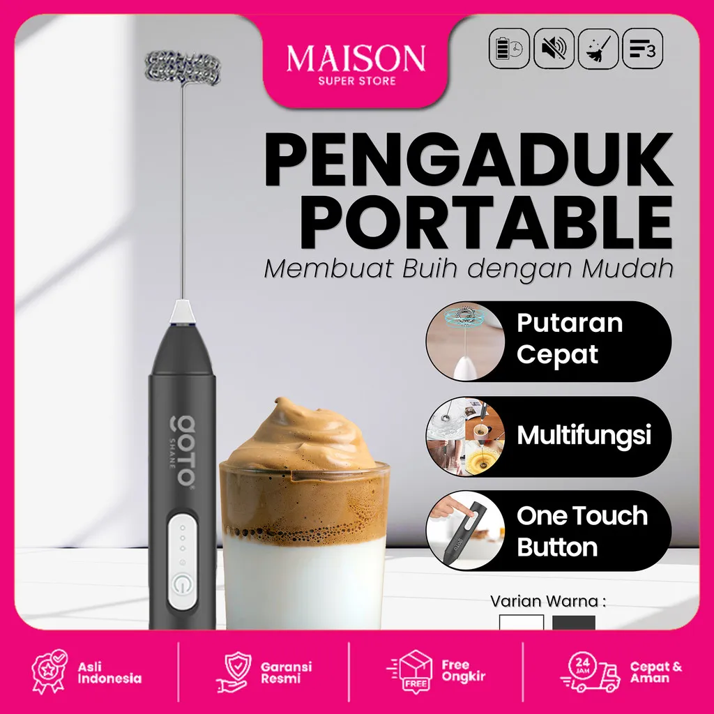Goto Shane Milk Frother Hand Mixer Pengaduk Kopi Electric Portable