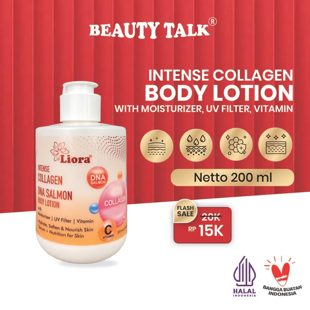 LIORA Intense Collagen DNA Salmon Body Lotion 4x UV-Filter -200ML | Mencerahkan Kulit