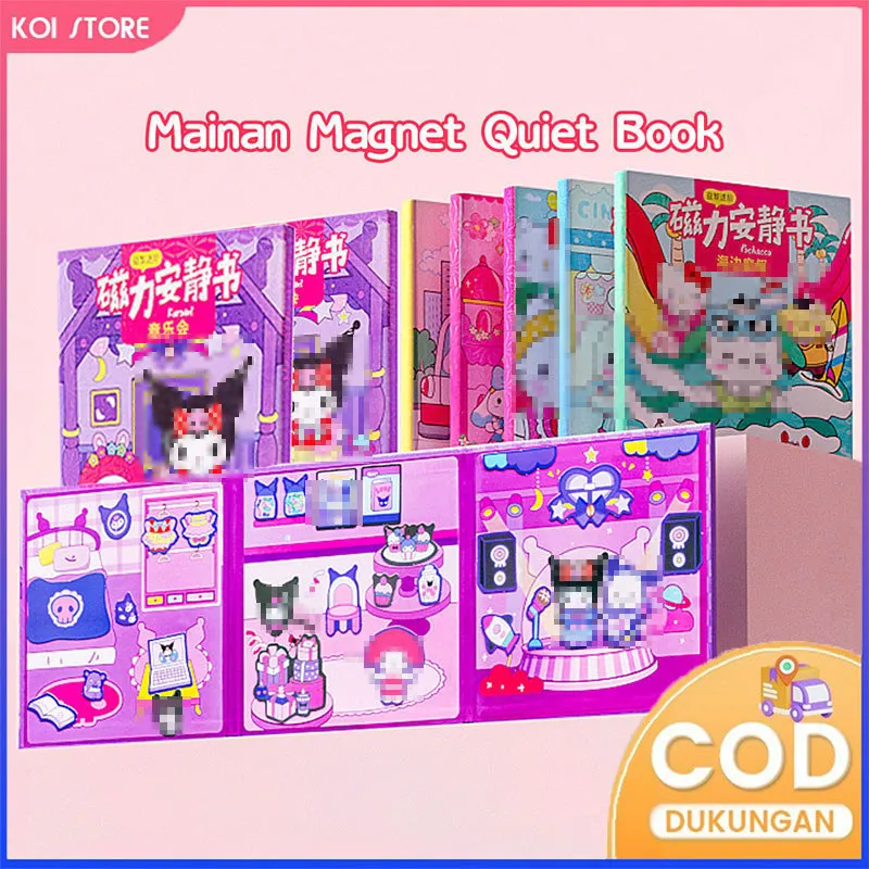 KOI Sticker book buku Gambar New Generation Magnet DIY Buku Mainan Stiker Buku Stiker Magnet Karakter Sticker Quiet Books buku mewarnai anak