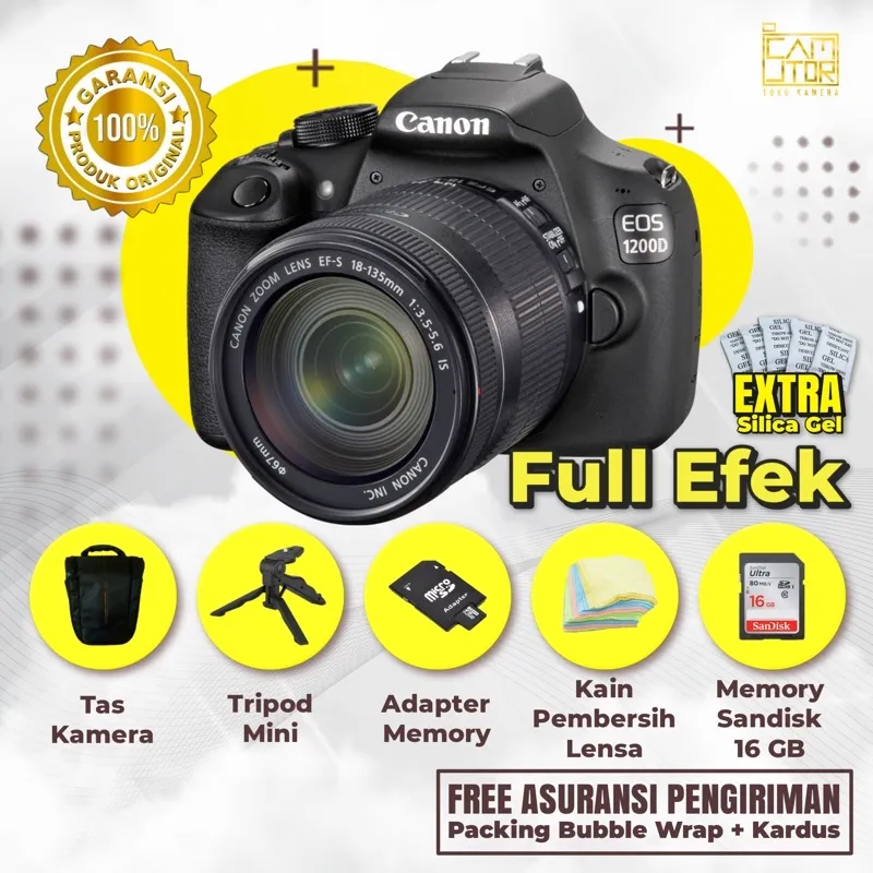 Canon Eos 1200D Dslr Kit 18-55mm Mulus 96% + Memori + Tas dan Garansi Toko