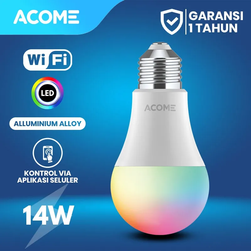 ACOME IOT Smart LIGHT BULB WIFI RGBWW 14 Watt  (Lampu Tidur Kekinian) Garansi Resmi 1 Tahun 1PCS
