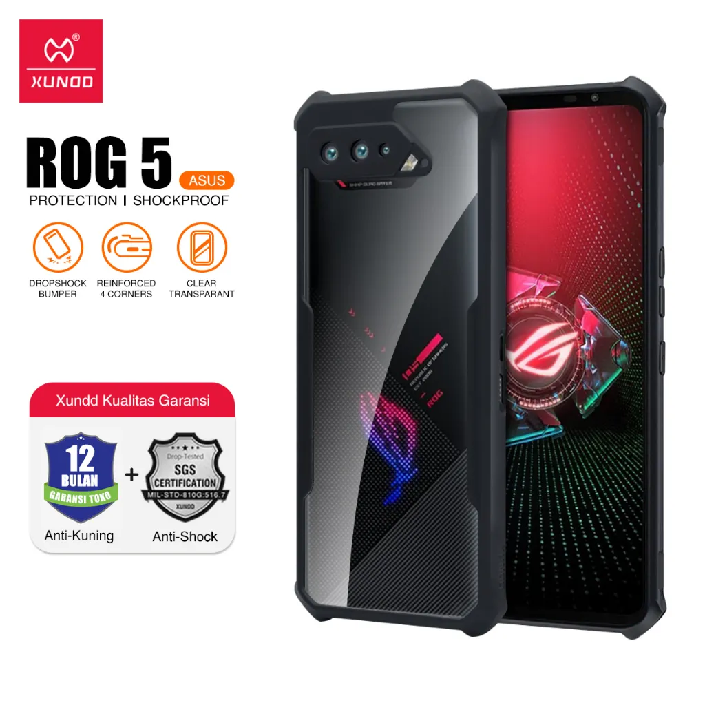XUNDD Case Untuk Asus ROG Phone 5 / ROG Phone 5 Pro/ ROG Phone 5s Pro / ROG Phone 5s 6.78 inch Case Shockproof Slim Transparan Casing Belakang / dengan Perlindungan Kamera / Bingkai Bumper TPU Lembut Tahan Guncangan / Airbag Case / Anti Crack Case