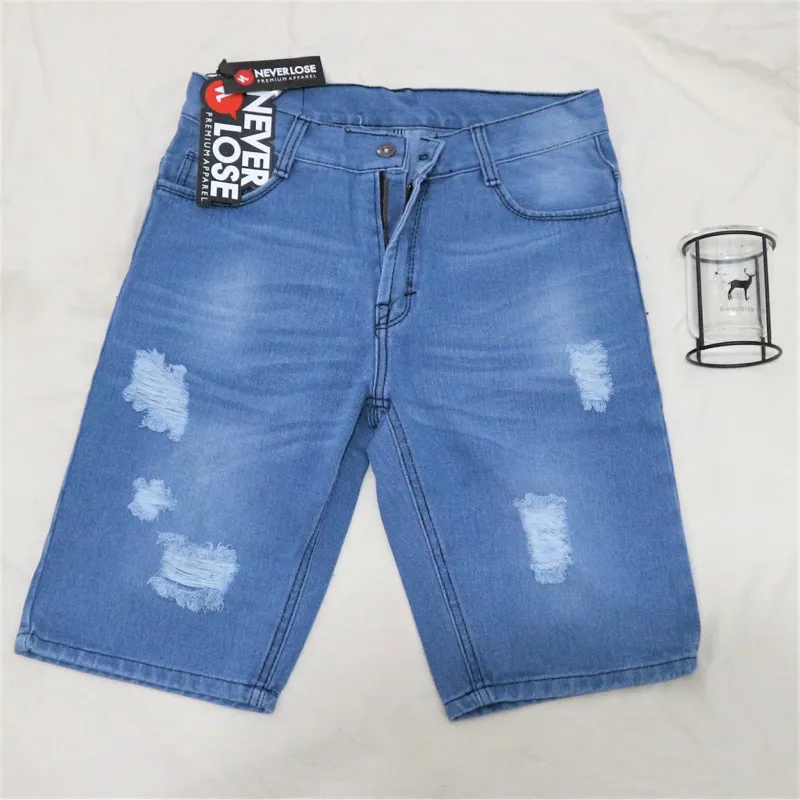 Wiske Jeans Pendek Ripped Robek Pria Premium Distro New