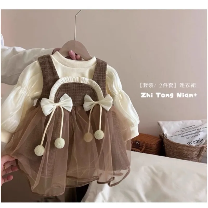 INESRA - GAUN DRESS TUTU POMPOM ANAK PEREMPUAN PREMIUN / BAJU ANAK PEREMPUAN USIA 3 bulan -4 tahun