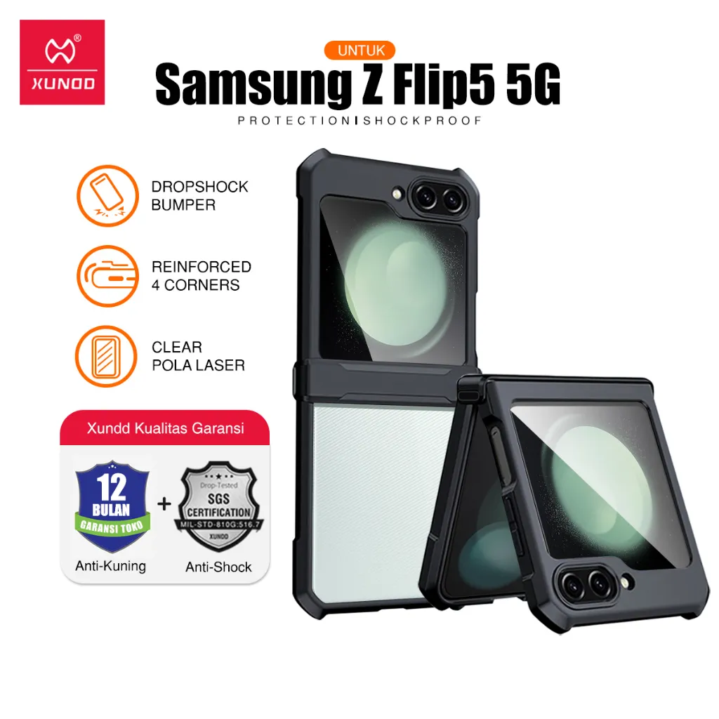 XUNDD Case Untuk Samsung Z Flip5 5G / Z Flip 5 6.7 inch Case Shockproof Slim Transparan Casing Belakang / dengan Perlindungan Kamera / Bingkai Bumper TPU Lembut Tahan Guncangan / Airbag Case / Anti Crack Case