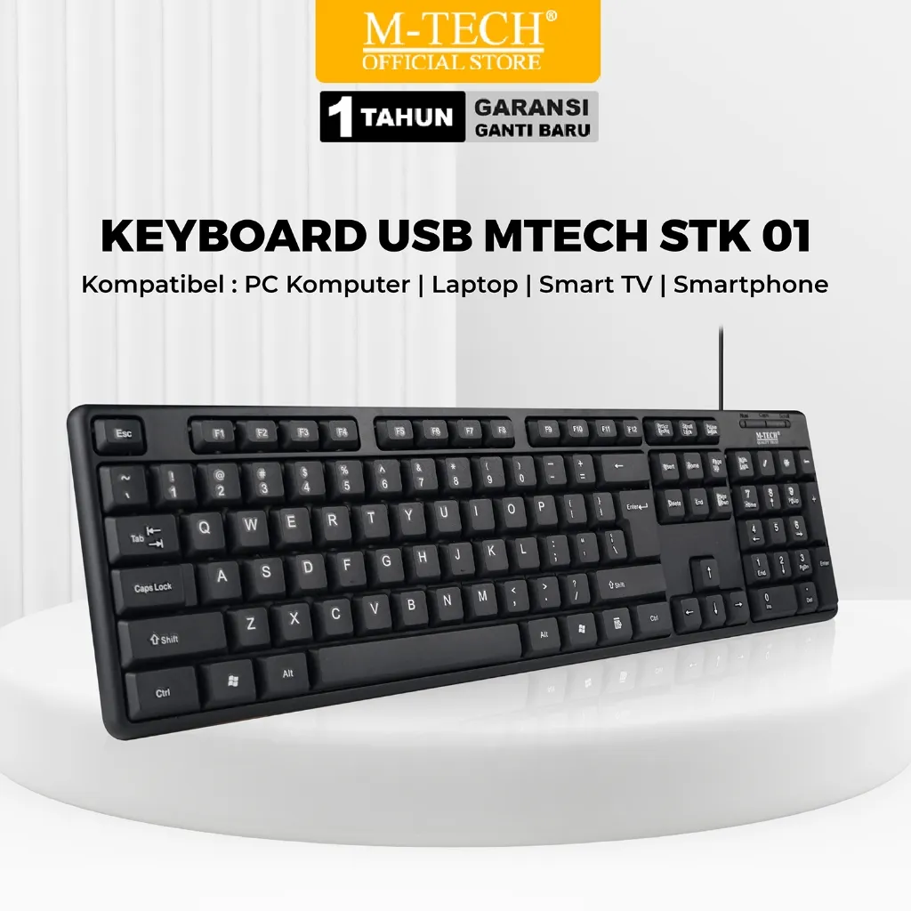 MTECH Keyboard USB Standar STK 01 Bisa PC Laptop Tablet HP Smartphone dengan OTG - Garansi 1 Tahun